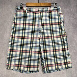 Abercrombie & Fitch Mens Plaid Shorts size‎ 30 Blue Flat Front Pockets Cotton